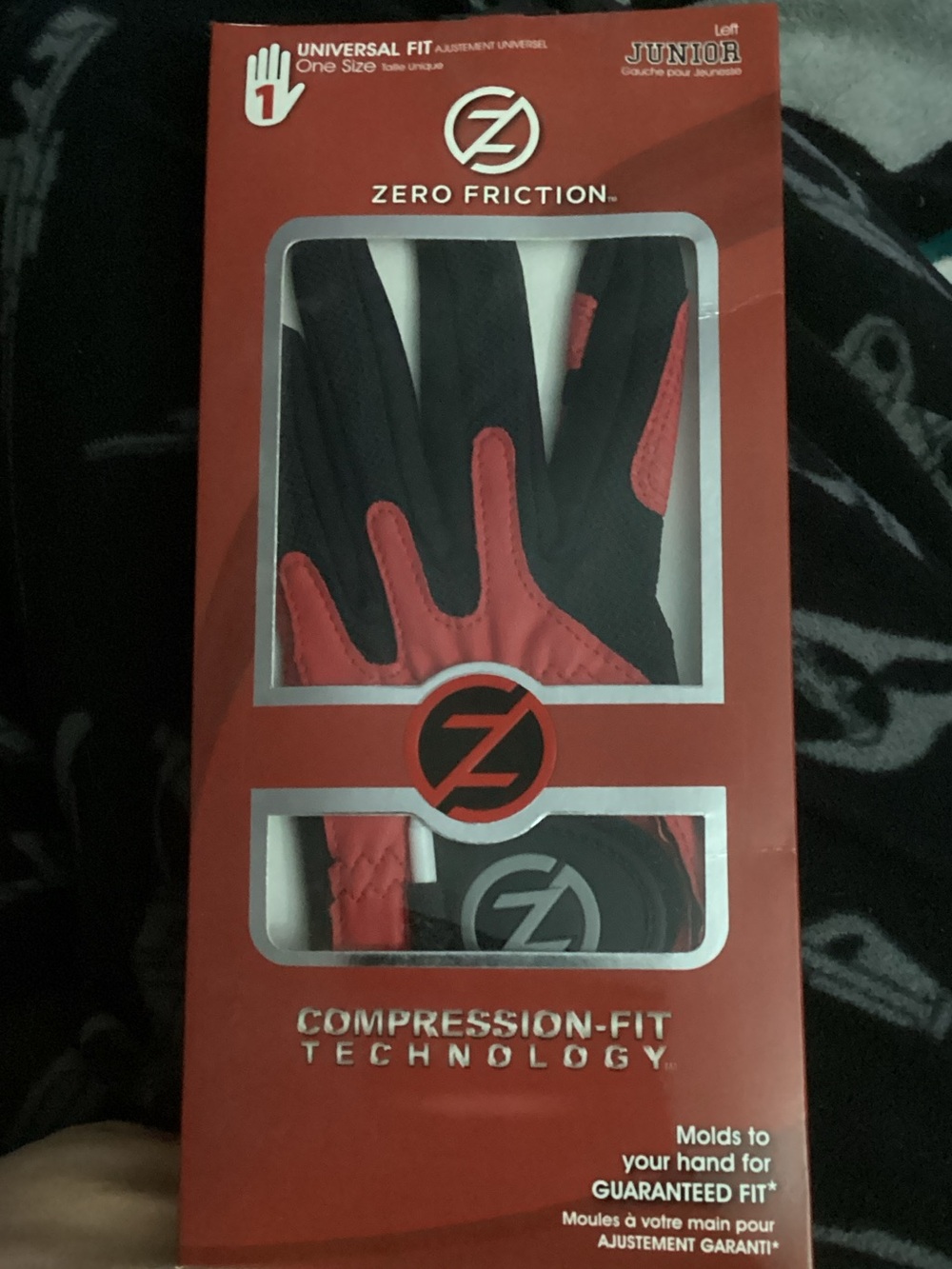 Junior Compression-Fit Golf Glove — Black & Red